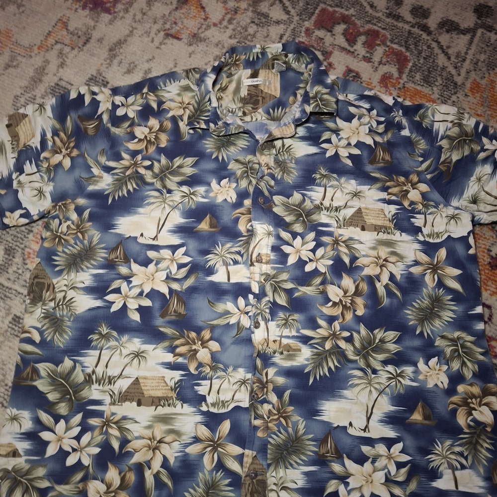 Blue Tropical Floral Men’s Shirt